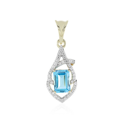 9K Swiss Blue Topaz Gold Pendant (Adela Gold)