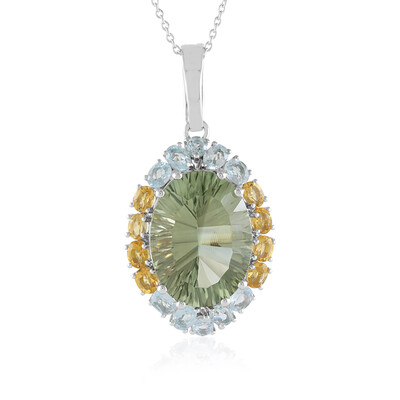 Green Amethyst Silver Necklace