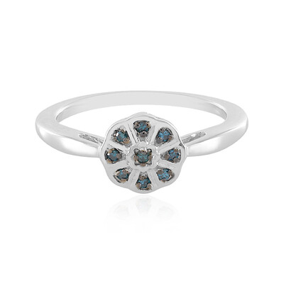 I2 Blue Diamond Silver Ring