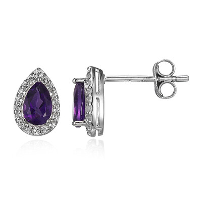 Zambian Amethyst Silver Earrings