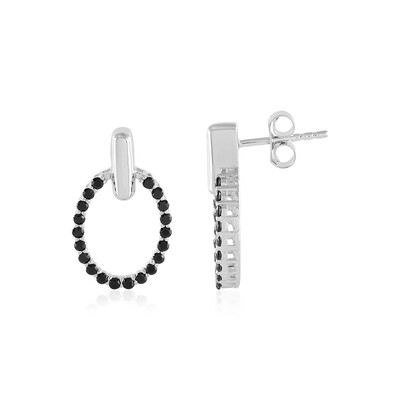 Black Spinel Silver Earrings