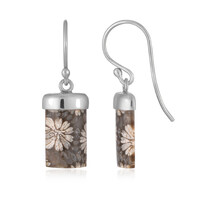 Petrified Coral Silver Earrings (Bali Barong)