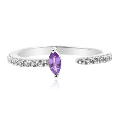 Unheated Ceylon Purple Sapphire Silver Ring