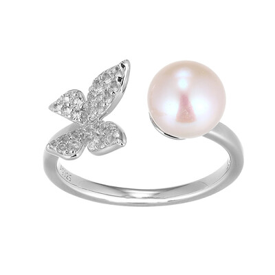 White Freshwater Pearl Silver Ring