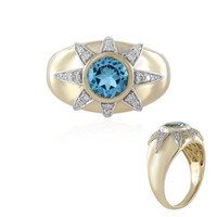 14K Swiss Blue Topaz Gold Ring (de Melo)