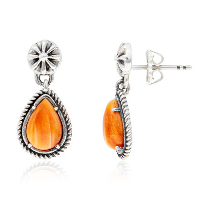 Orange Spiny Oyster Shell Silver Earrings (Desert Chic)