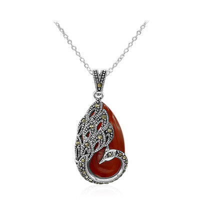 Red Agate Silver Necklace