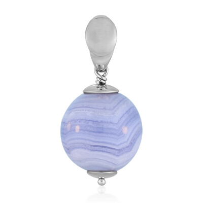 Blue Chalcedony Silver Pendant