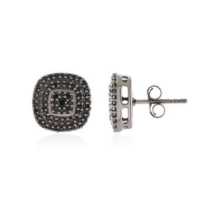 Black Spinel Silver Earrings