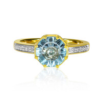 9K Swiss Blue Topaz Gold Ring (Glenn Lehrer)