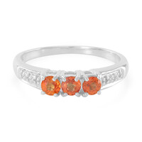 Orange Sapphire Silver Ring