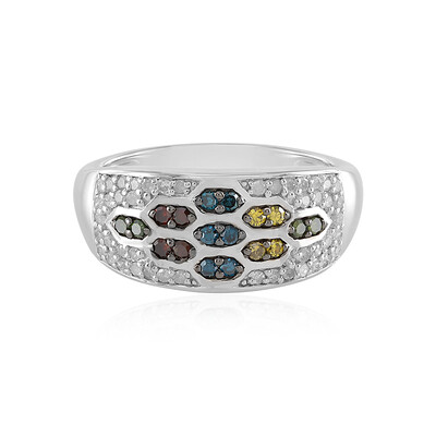 I3 Blue Diamond Silver Ring