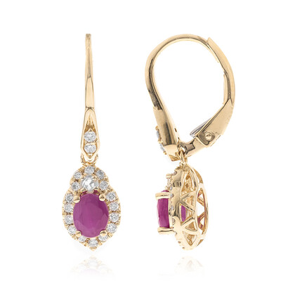 10K Mozambique Ruby Gold Earrings