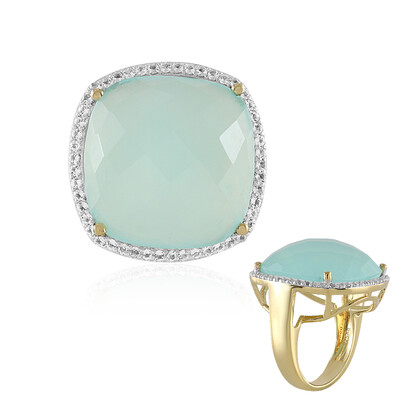 Aqua Chalcedony Silver Ring