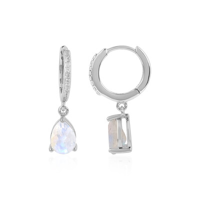 Rainbow Moonstone Silver Earrings