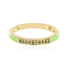 I3 Green Diamond Silver Ring