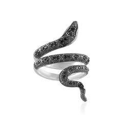 Black Spinel Silver Ring