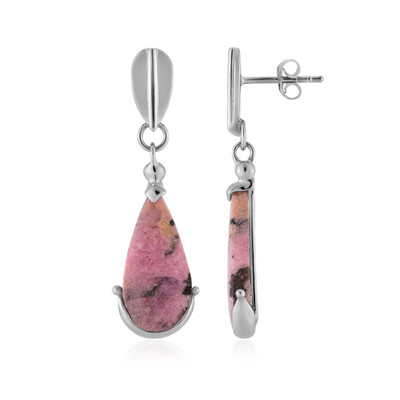 Sulavesi Rhodonite Silver Earrings (Bali Barong)