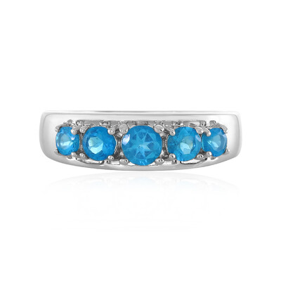 Neon Blue Apatite Silver Ring