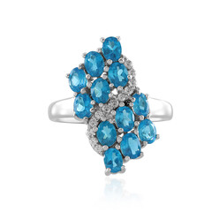 Neon Blue Apatite Silver Ring