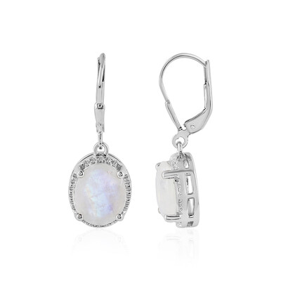 Rainbow Moonstone Silver Earrings