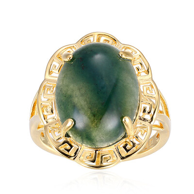 Green Agate Silver Ring