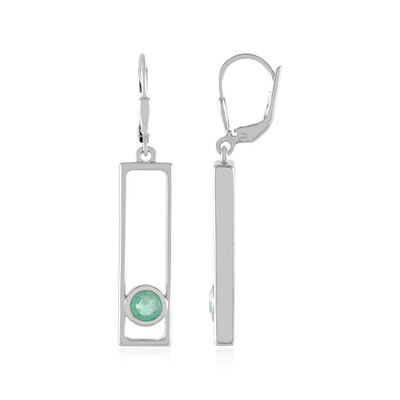 Russian Emerald Silver Earrings (MONOSONO COLLECTION)