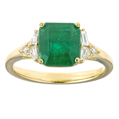 18K AAA Zambian Emerald Gold Ring (CIRARI)