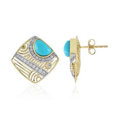 9K Sleeping Beauty Turquoise Gold Earrings (Ornaments by de Melo)