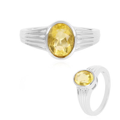 Yellow Fluorite Silver Ring