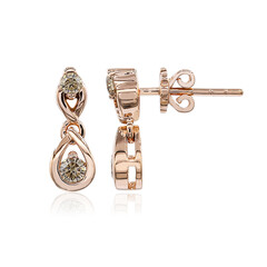 9K SI1 Argyle Rose De France Diamond Gold Earrings