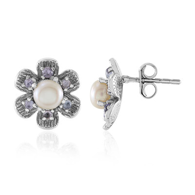 White Freshwater Pearl Silver Earrings