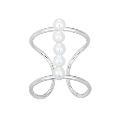 White Freshwater Pearl Silver Ring