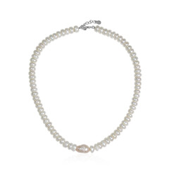 Peach Freshwater Pearl Silver Necklace (TPC)