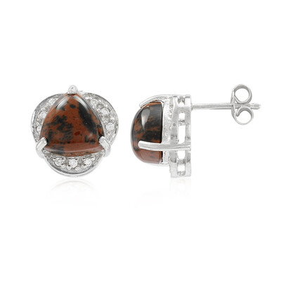 Mahogany Obsidian Silver Earrings