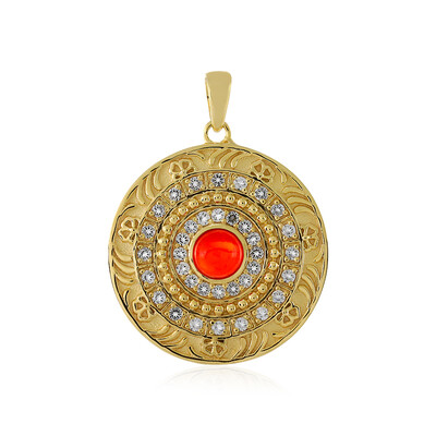 Red Ethiopian Opal Silver Pendant