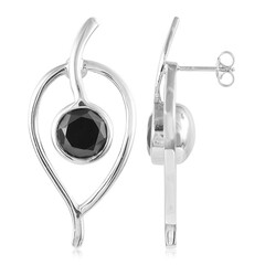 Black Spinel Silver Earrings