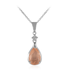 Peach Pastel Quartz Silver Necklace