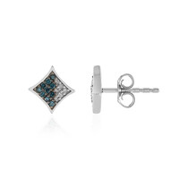 I2 Blue Diamond Silver Earrings