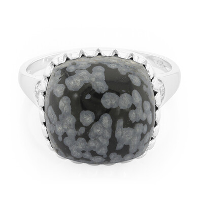 Snowflake Obsidian Silver Ring