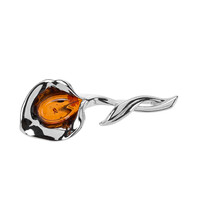 Baltic Amber Silver Brooch