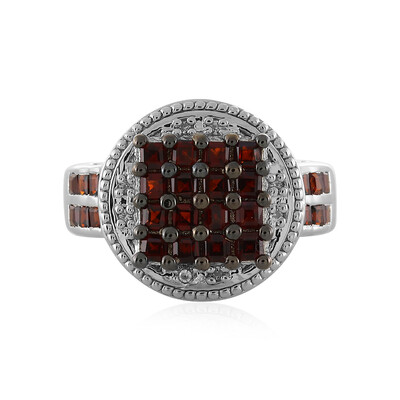 Red Garnet Silver Ring