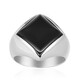 Black Agate Silver Ring