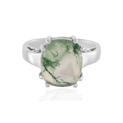 Moss Agate Silver Ring