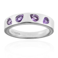 Unheated Ceylon Purple Sapphire Silver Ring