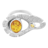 Amber Silver Ring