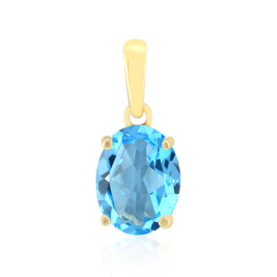 9K Swiss Blue Topaz Gold Pendant