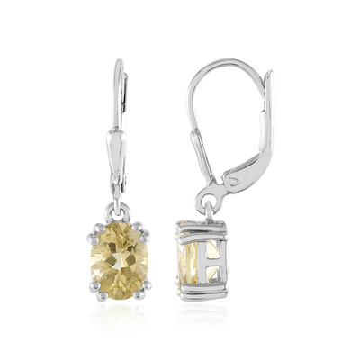 Yellow Beryl Silver Earrings