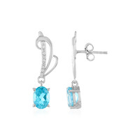 Paraiba Color Topaz Silver Earrings