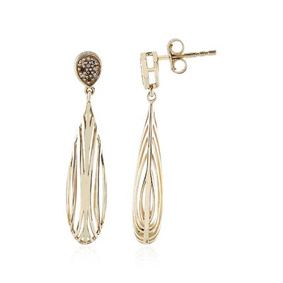 9K Diamond champagne I1 Gold Earrings (Ornaments by de Melo)